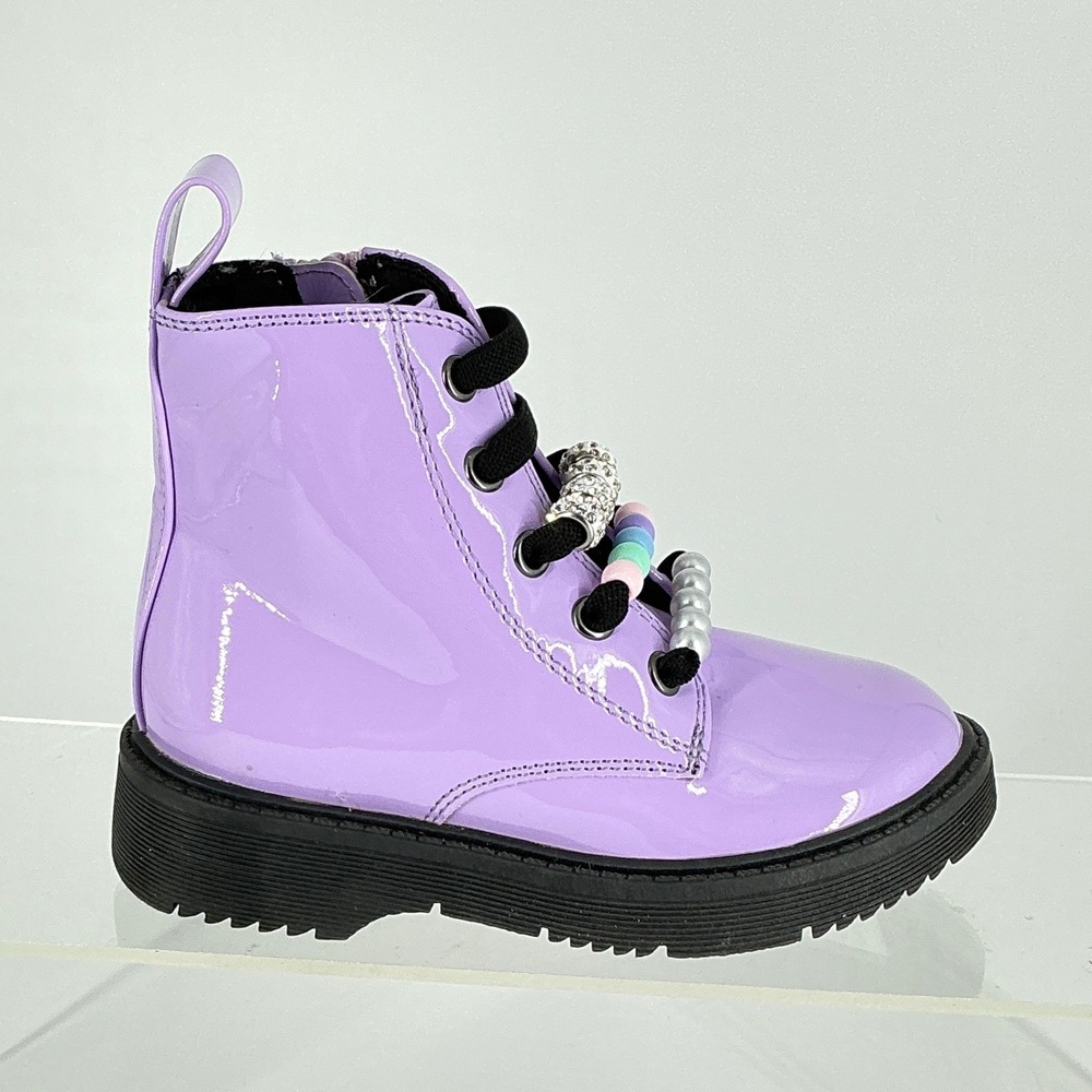Tucker + Tate Girls Size 8‎ Purple Patent Leather Paislee Ankle Boots NEW Beaded
